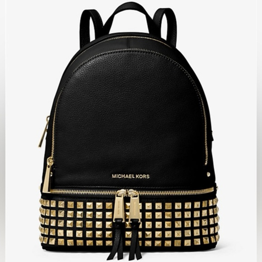 Michael Kors Black Backpack with Gold Accents